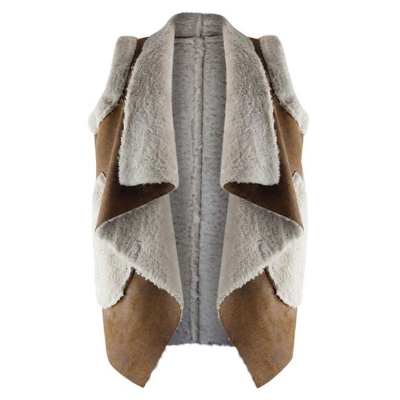 Vegan Leather Shearling Lined Vest - Picture 1 of 8